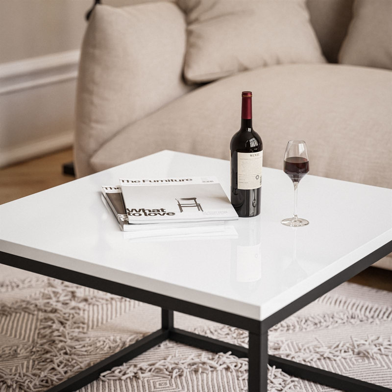 Hayden-James Coffee Table, 36cm H x 60cm L x 60cm W, White/Black, Black