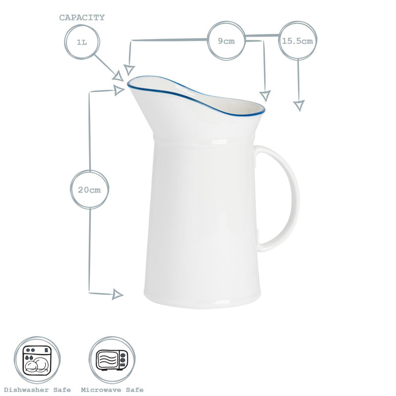 Nicola Spring - White Farmhouse Water Jug - 1 Litre