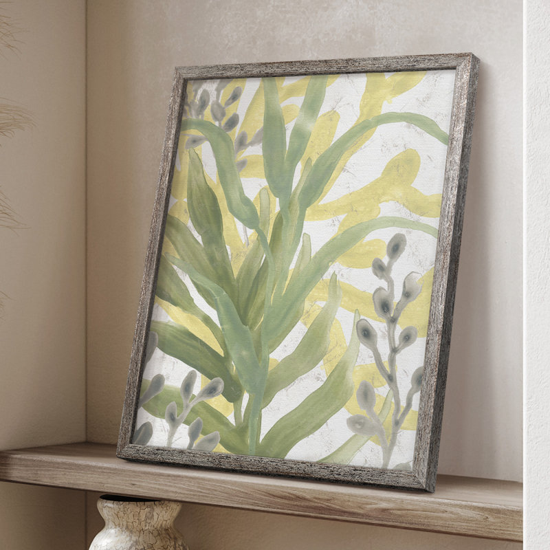 Sea Grass Fresco IV, reproduction encadrée - bois massif, H 15 po x l 12 po