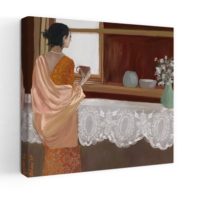 Quiet Morning View Peaceful Traditional Architecture Flower Wall Art Print