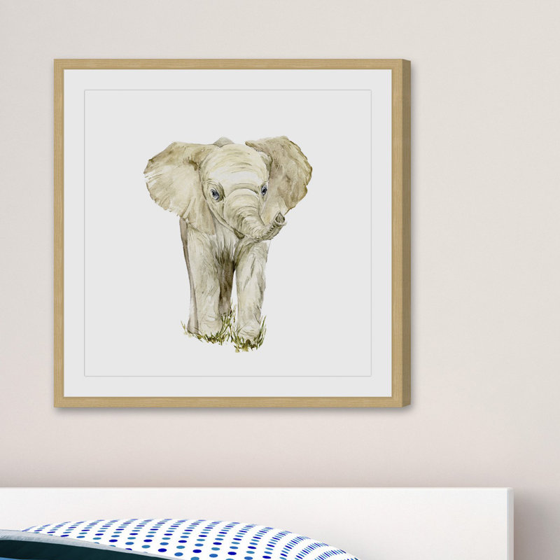 'Baby Elephant II' Framed Print, 12" H x 12" W x 1.5" D