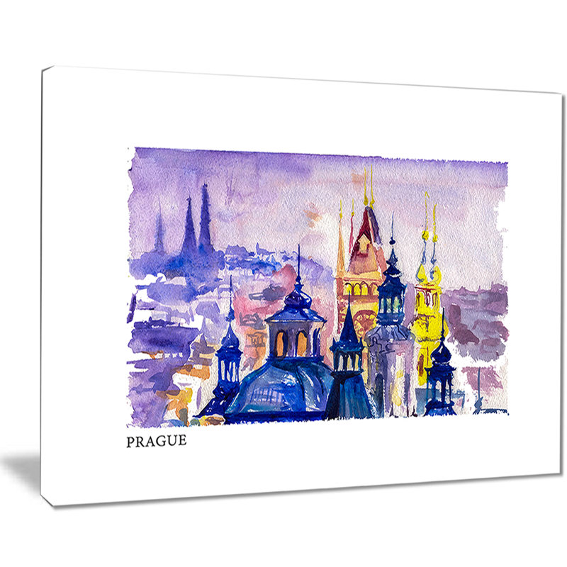 « prague vector illustration », impression sur toile, H 20 po x l 20 po x P 1 po