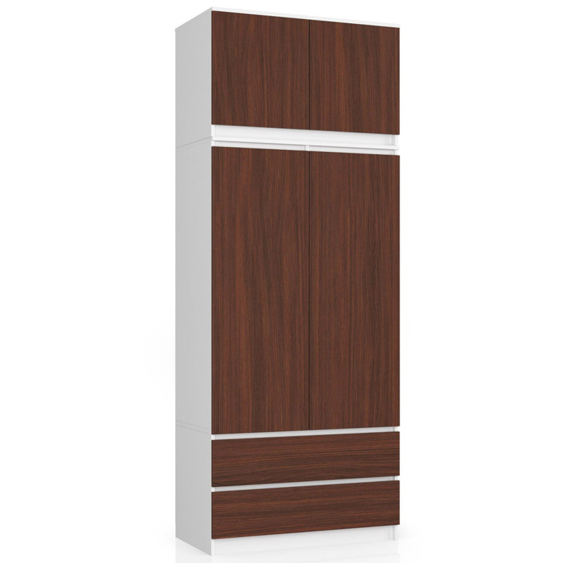 Jacobs 2 Door Manufactured Wood Wardrobe, White/Venge