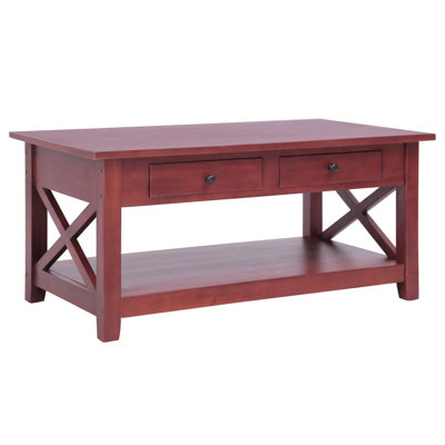 Table basse simple avec rangement en bois massif Castello
