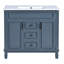 Meuble-lavabo 36 po avec lavabo supérieur, armoire de rangement moderne avec 2 portes à fermeture douce et 2 tiroirs, meuble-lavabo simple
