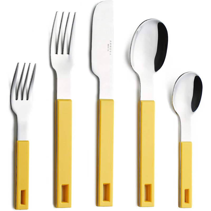 Latitude Run® Stainless Steel (18/0) Flatware Set - Service for 4, Yellow