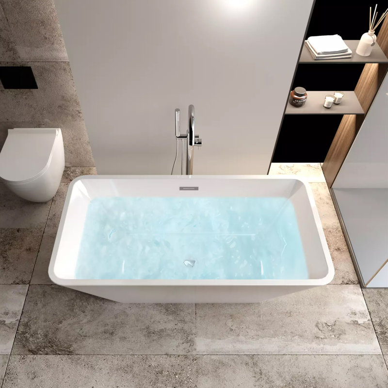 Baignoire profonde autoportante en acrylique avec trop-plein 55 po KDK Home