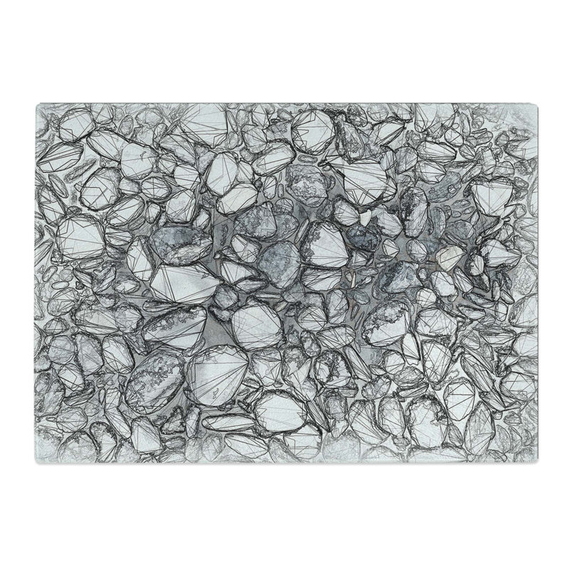 Tempered Glass Pebbles Chopping Board, 28.5 cm W x 20 cm L