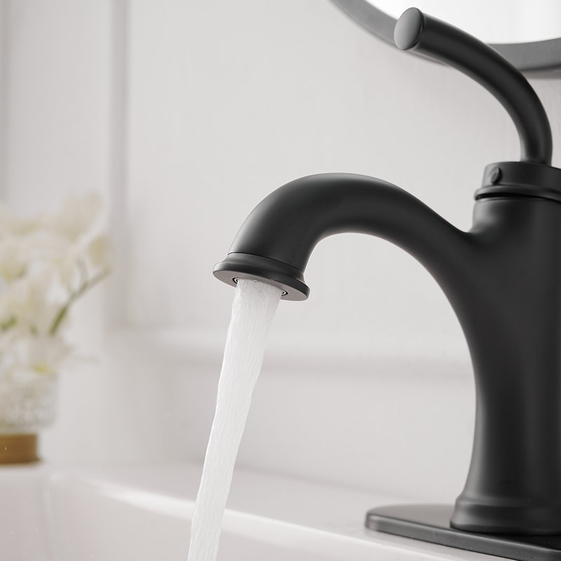 Matte Black Single-Handle Low Arc Bathroom Faucet with Drain Assembly