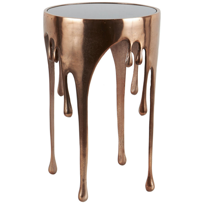 Table d'appoint avec plateau en verre Kolwyck, Brun