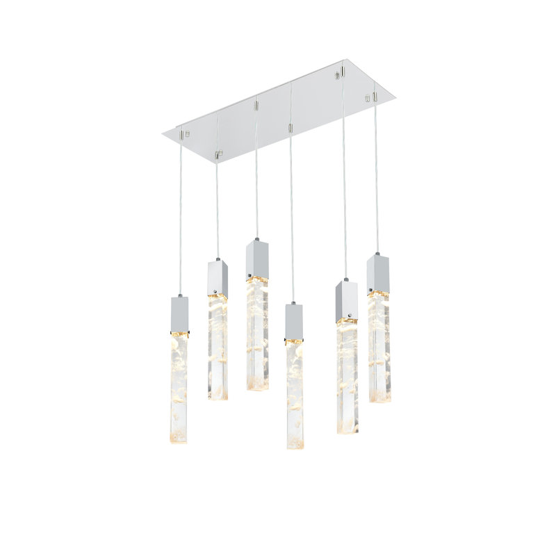 Luminaire suspendu noir Aurora 32 pouces, Chrome