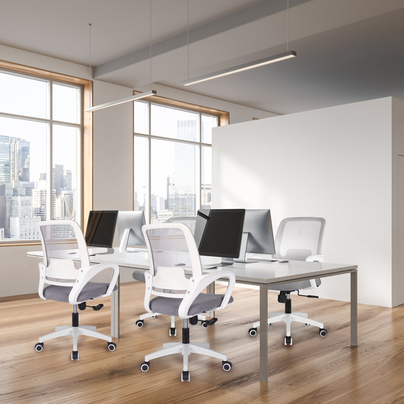Chaise ergonomique de bureau à domicile avec dossier en filet, accoudoirs, conception peu encombrante, Gris