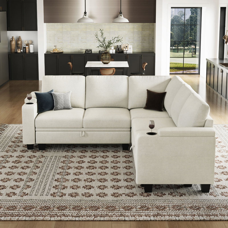 Canapé de rangement modulaire en forme de L en forme de chenille pour 4 personnes avec coussin amovible lavable Penveloppa