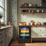 24-inch 210 Can Freestanding/Built-in Beverage Cooler - Energy Efficient, Quiet, Home Bar Fridge with Safety Lock