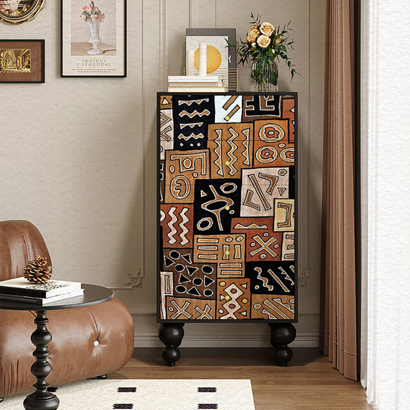 Commode avec commode 19,7 po, Noir / multicolore