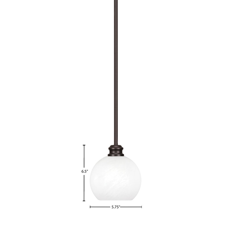 Mini-luminaire suspendu avec tige Edge et verre marbré blanc 5,75 po, Espresso