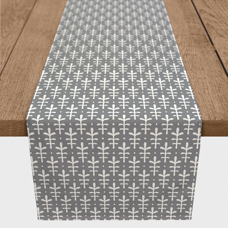 Chelene Rectangle Striped Polyester Table Runner, 16" D x 72" L, Gray, Botanical