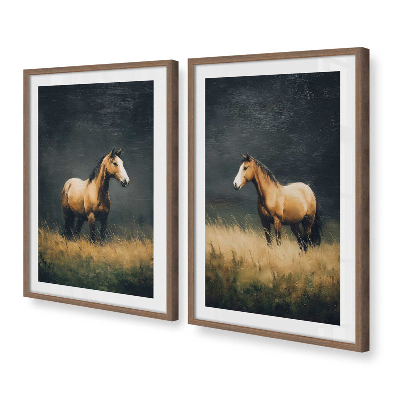 «Stand Tall Buddy», ensemble de 2 impressions, 48 po x 32 po, Impression encadrée, Noyer