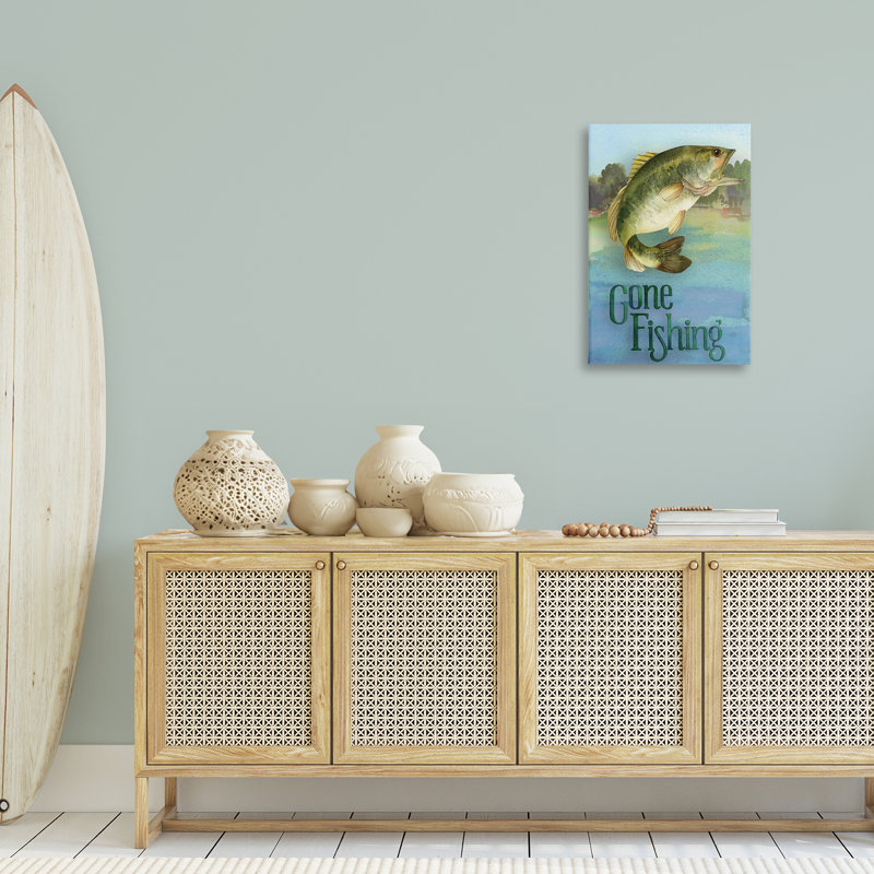 Art mural sur toile Gone Fishing, par Holly Thomas Stein, H 20 po x l 30 po