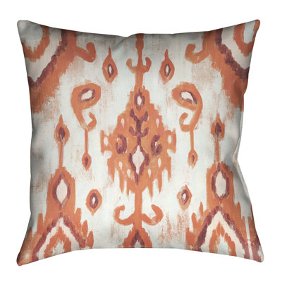 Coral Ikat Stach Colorful Pineapple II Outdoor Throw Pillow