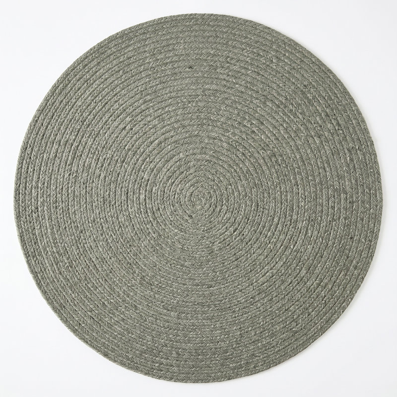 Tapis d'intérieur réversible en laine tressée Bristol, Smoke, Round 7'6"