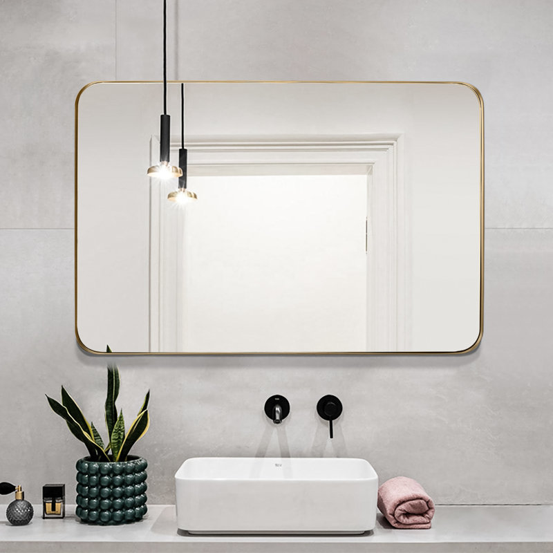 Miroir d'appoint Abdul-Majeed, H 30 po x l 22 po, Doré