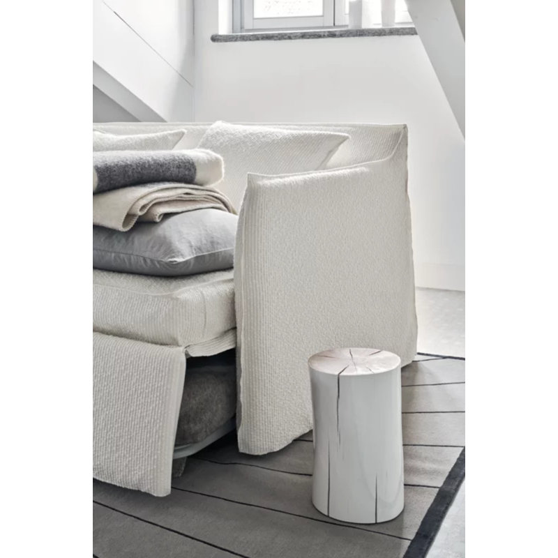 Log Side Table, White, 16.54" H x 8.66" W x 8.66" D
