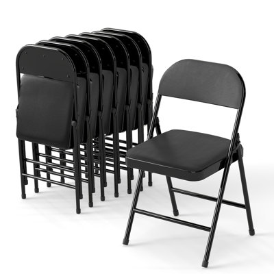 LX-ZDY0056 8-pack, 1.0mm thickened leather folding chairs, 45*46*80cm, black.