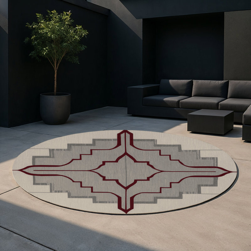 Layered Dimensions Indoor And Outdoor Area Rug, Round 5'