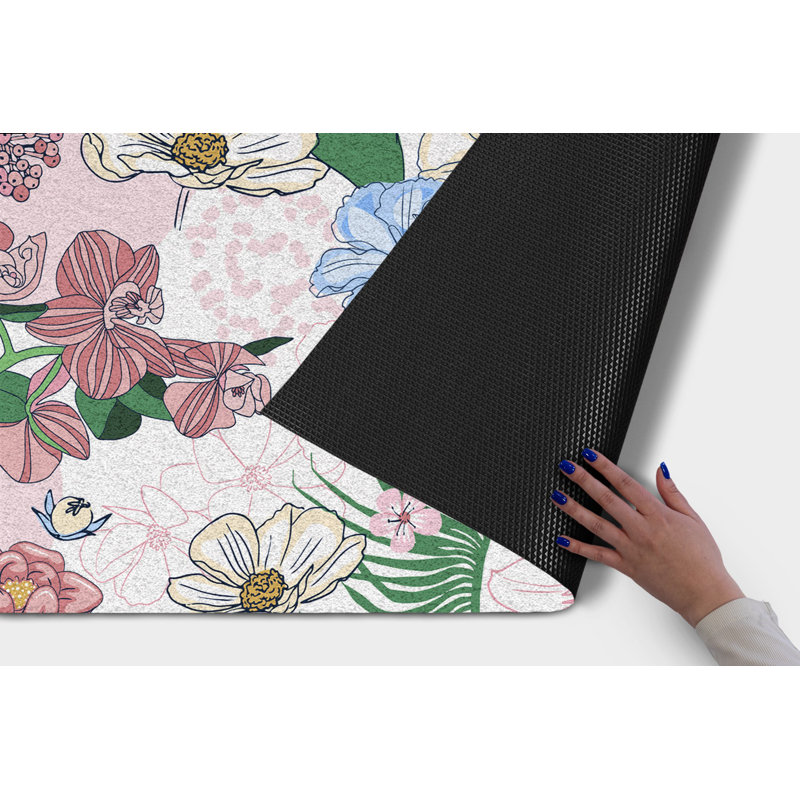 Non-Slip Floral Outdoor Doormat