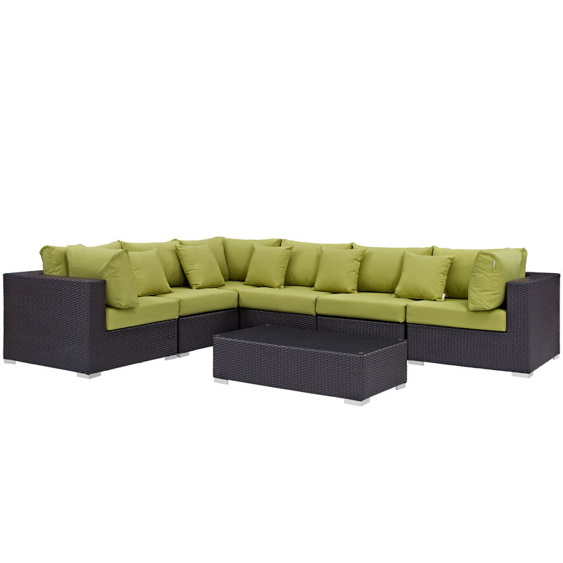 Ensemble modulaire d'extérieur pour terrasse 7 pièces Convene Collection, Péridot