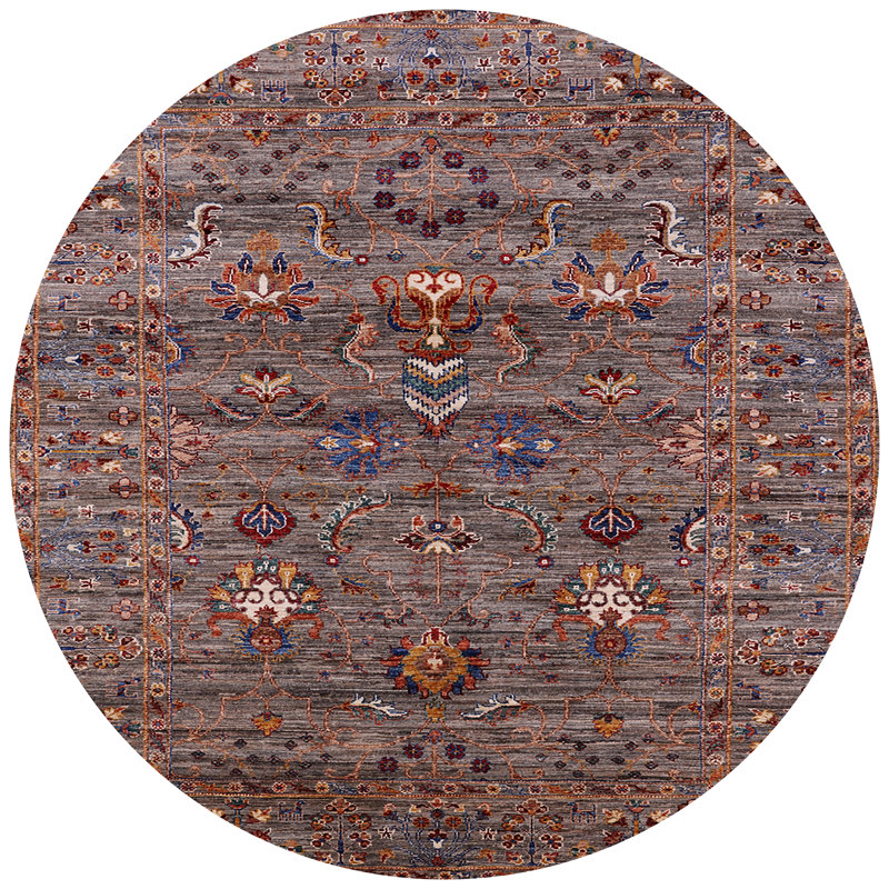 Tapis brun à motif oriental, Rond 3 pi