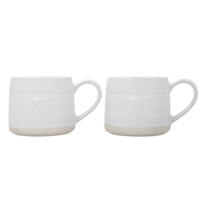 Mikasa Farmhouse Star Stoneware Mugs, 380ml, White