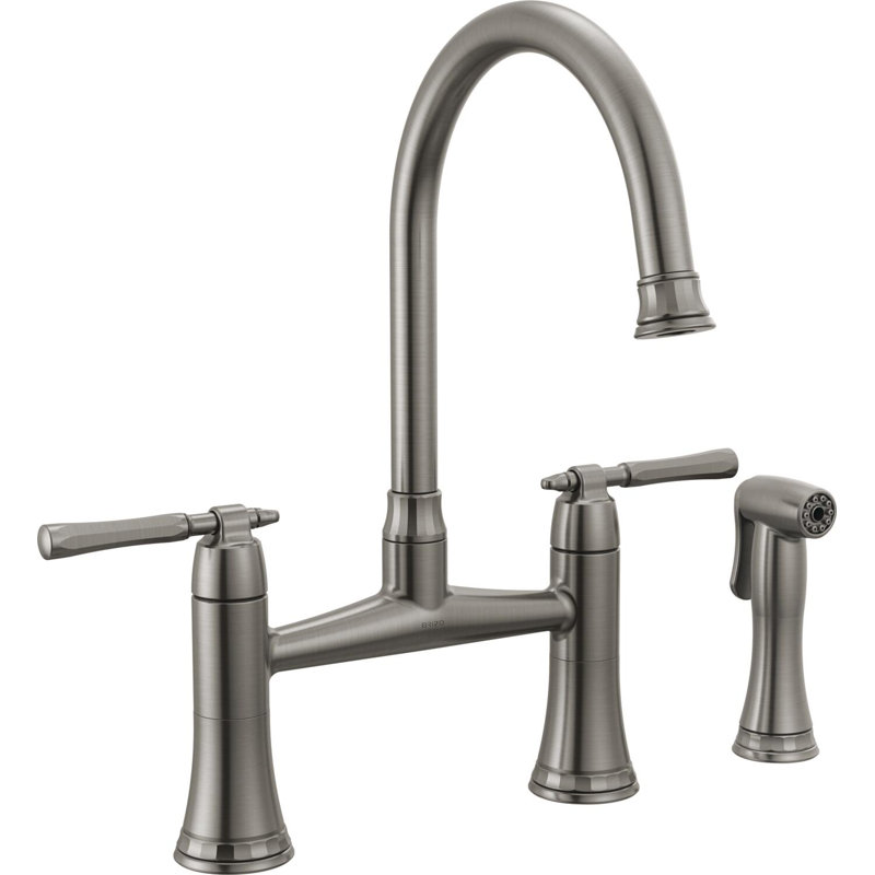 Bridge Kitchen Faucet With Side Spray, Luxe Steel