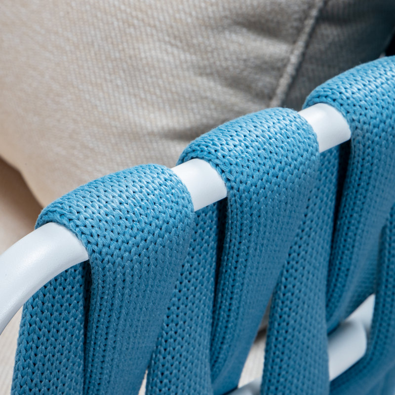 Chaise de patio avec coussins Gavin, Structure bleue / coussin beige