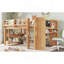 Lit mezzanine simple avec bibliothèques, boîtes et tiroirs à rangement multiple, lits mezzanine bas en bois massif avec bureau et tableau noir, aucun sommier nécessaire