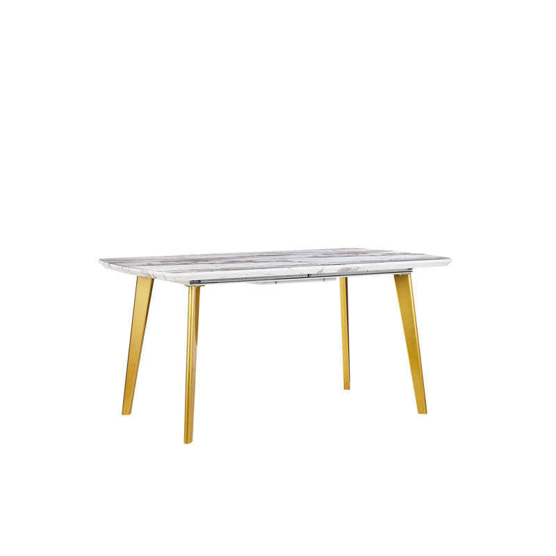 Balmer Extendable Metal Base Dining Table, Gold