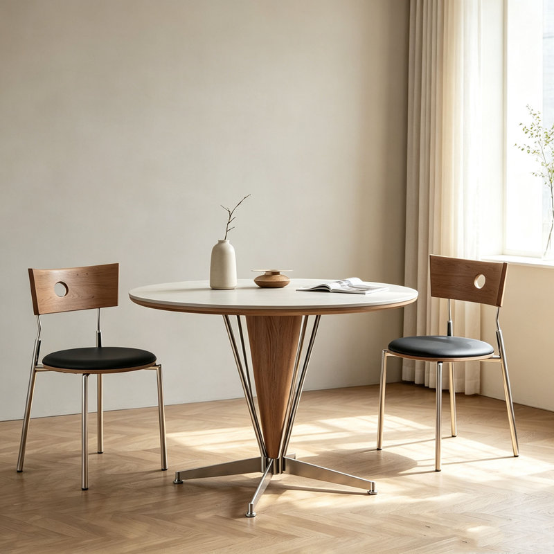 Table de salle à manger Mid-Century, H 29,5 po x l 51,2 po x P 51,2 po
