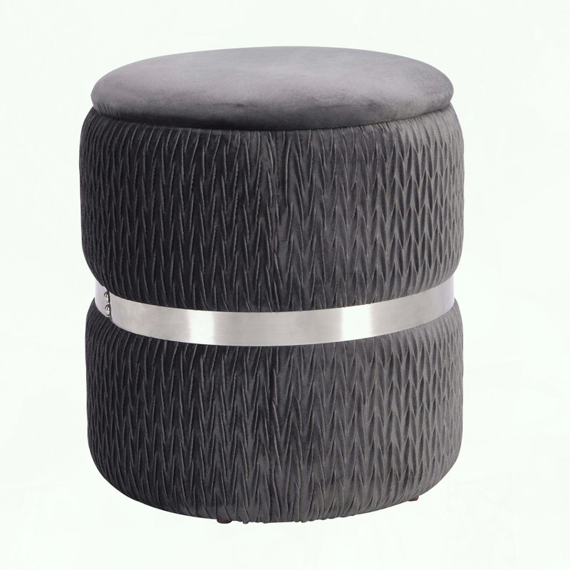 Repose-pieds rond moderne en velours avec rangement