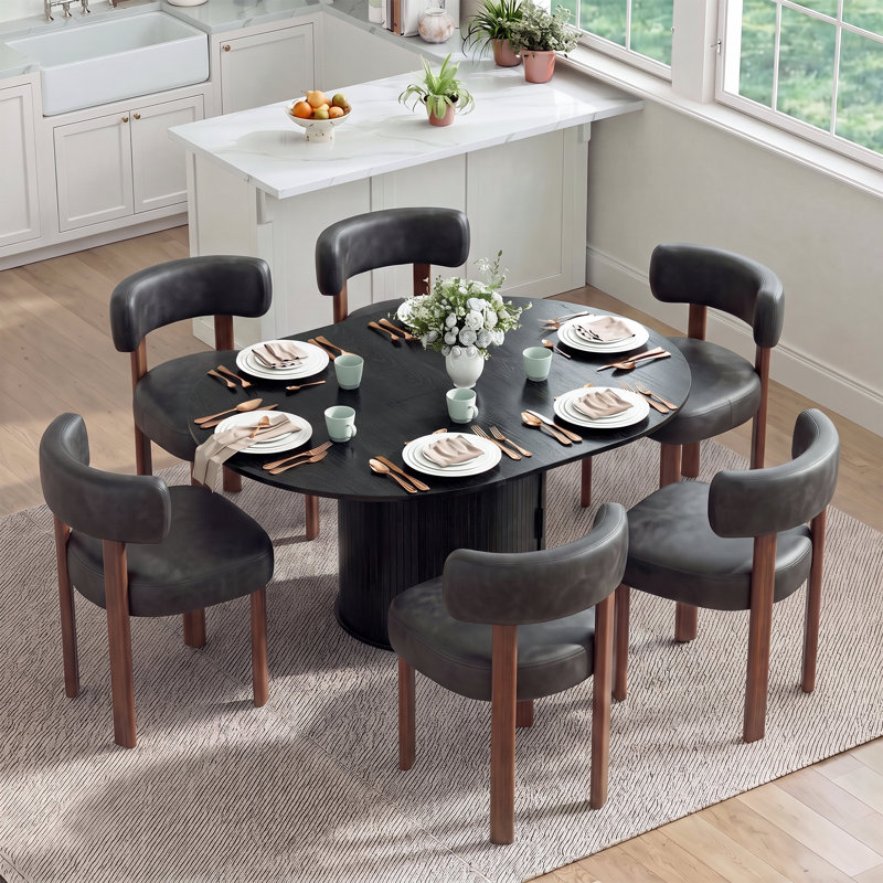 Ensemble de table et de chaises de salle à manger extensibles modernes pour 4 à 6 personnes avec rangement dissimulé, Noir