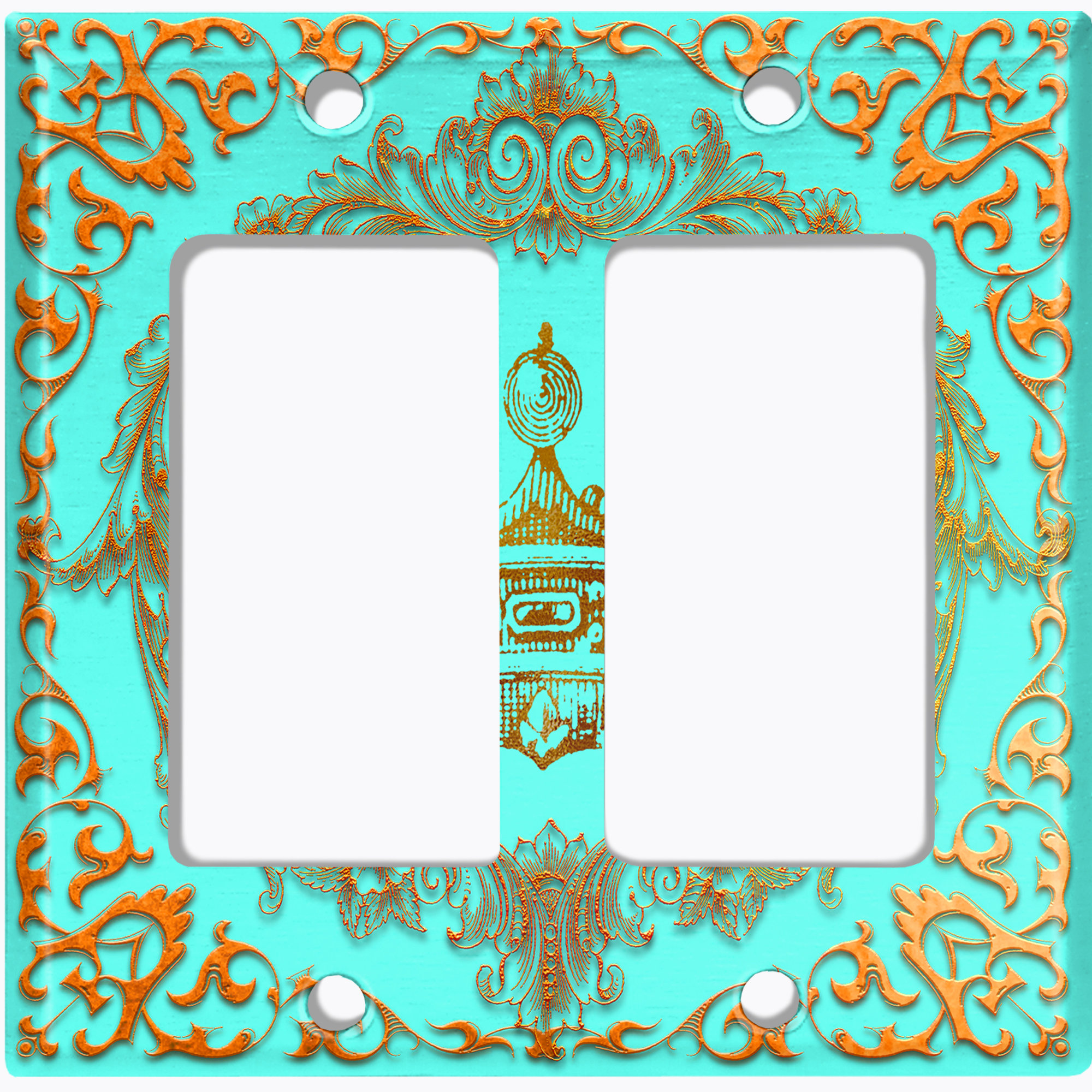 WorldAcc Metal Light Switch Plate Outlet Cover (Royal Crown Teal Yellow ...