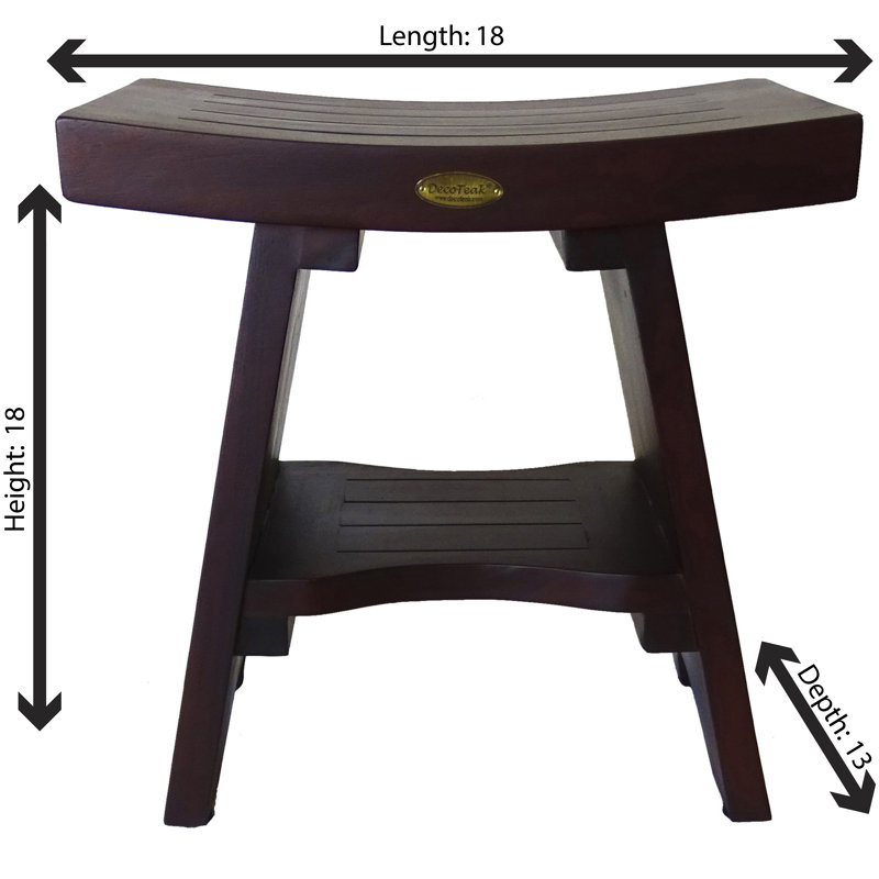 DecoTeak Teak Shower Bench - Serenity, 18 Inch Wide - Teak Shower Bench - Bathroom Stool Seat - in Earthy Teak
