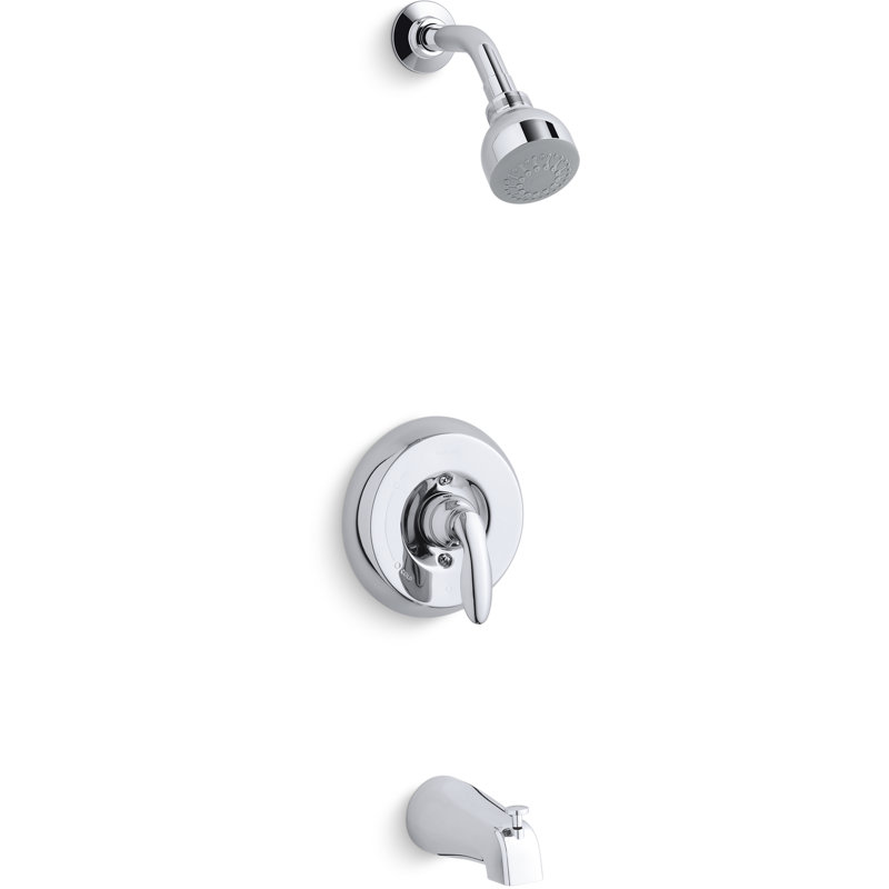 Garniture de valve de baignoire et douche Coralais Rite-Temp avec poignée levier, bec NPT et pomme de douche 1,75 GPM
