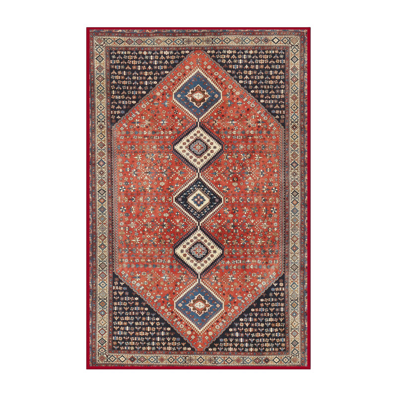 Tapis beige / bleu marine / rouge Southwestern, Rectangle 5 pi x 7 pi