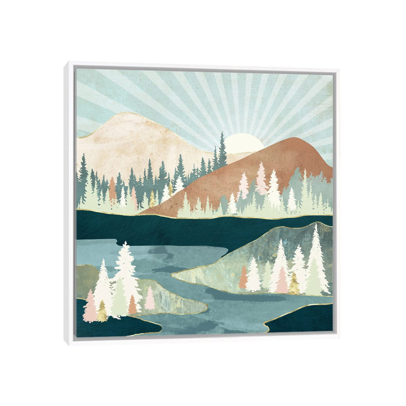 Soleil d'automne - impression, 37" H x 37" W x 1.5" D, White Framed, Pas de tapis