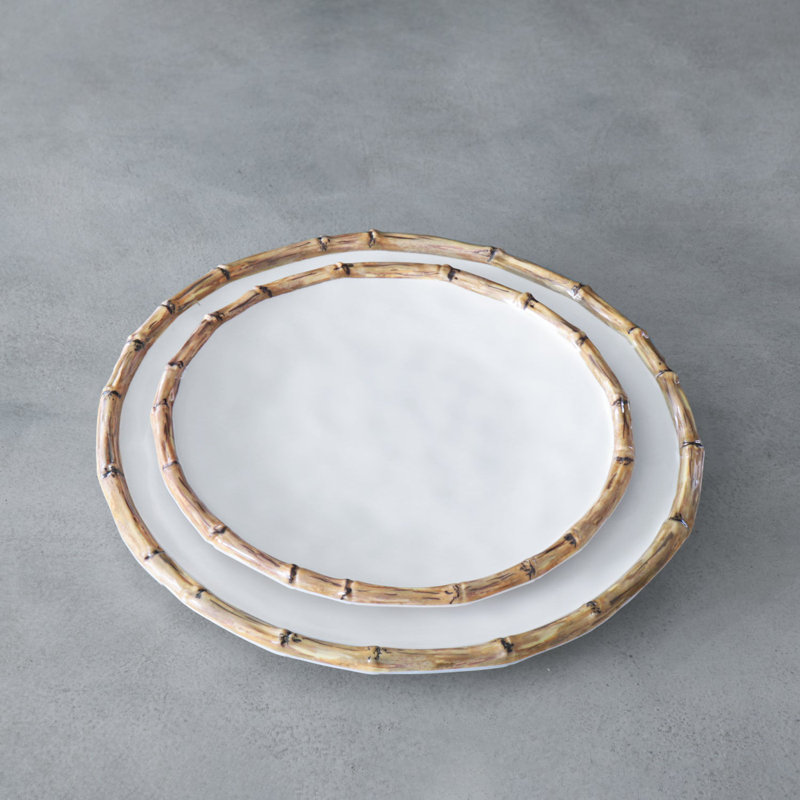 Vida Melamine Salad/Dessert Plate, White/Natural