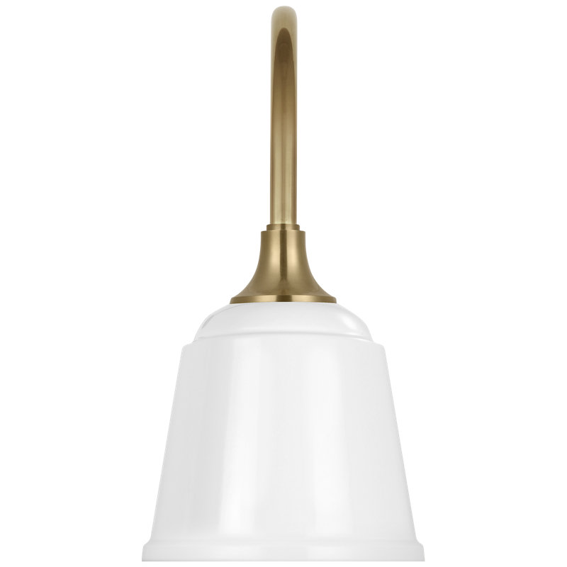 Thomas O'Brien 1 - Light Outdoor Barn Light, White, Hand-Rubbed Antique Brass, 16.25" H x 14.5" W x 8" D