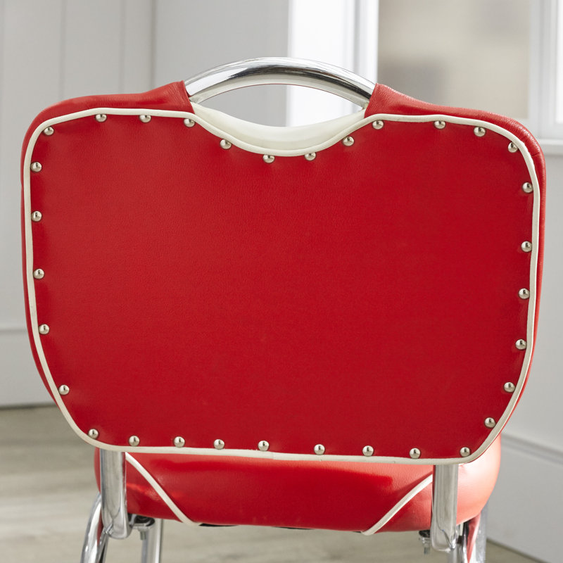 Chaise d'appoint rembourrée Sherly, Rouge / blanc