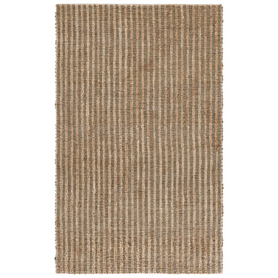 Natural Fiber Couture 102 Hand Loomed Jute/Cotton Striped Rug in Green/Natural