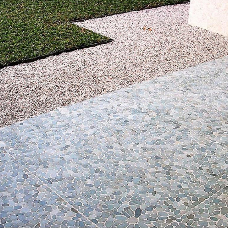 Rainforest 12" x 12" Natural Stone Pebbles Mosaic Wall & Floor Tile, Light Gray